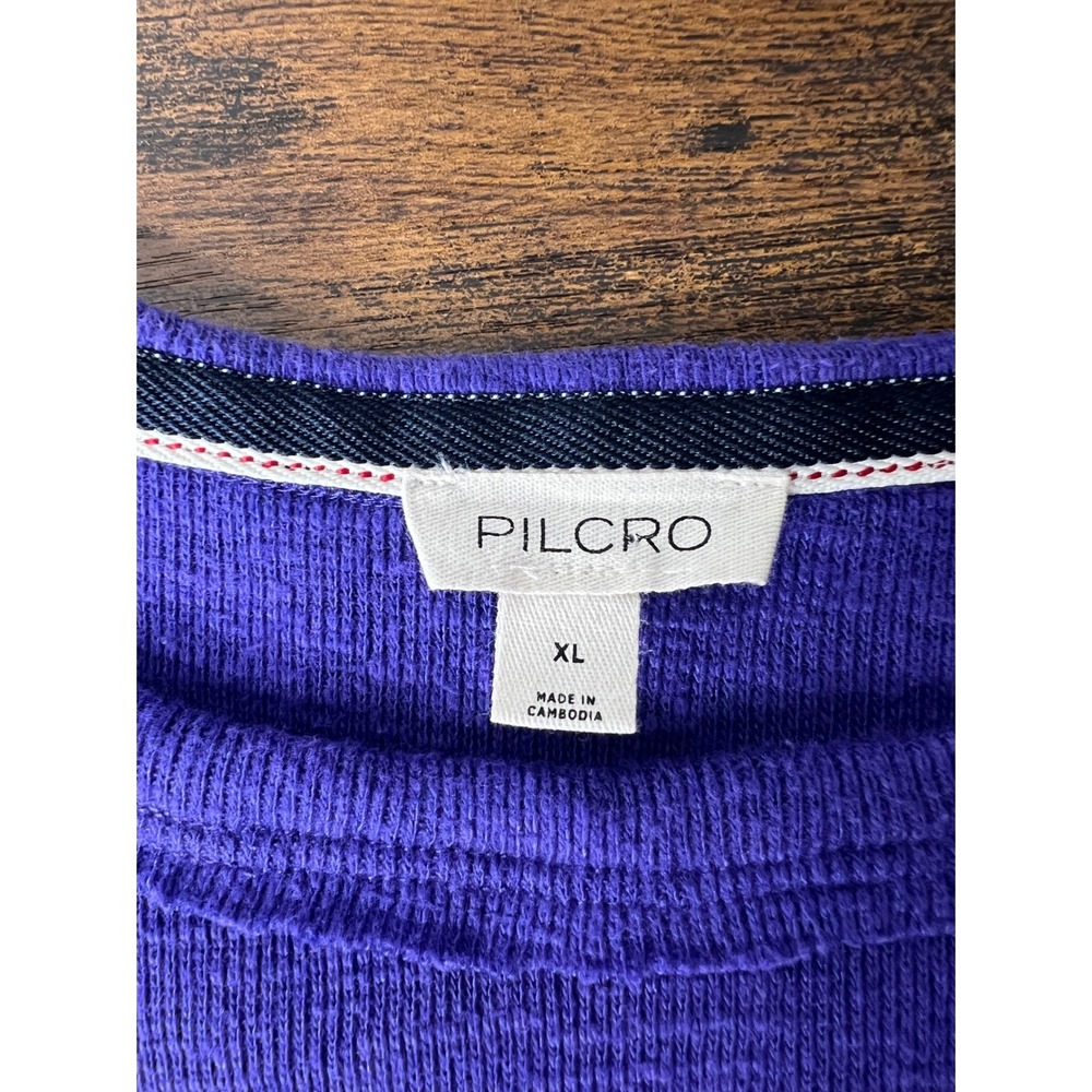 Pilcro Anthropologie Diana Ruffled Raglan Thermal Top Long Sleeve Purple XL Boho - Picture 10 of 12